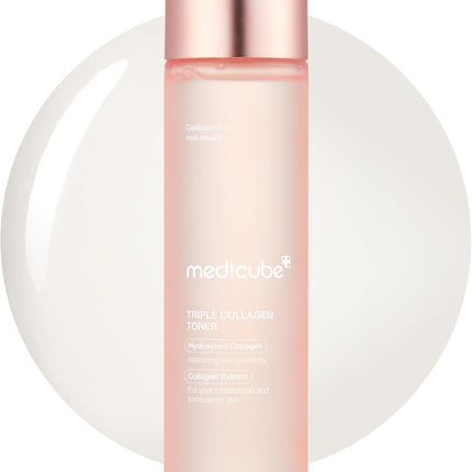 Medicube Triple Collagen Toner - Hydrolyzed, Atelo, & Soluble Collagen for Deep Hydration & Plump Skin - Fast-Absorbing Formula for All-Day Suppleness, Korean Skincare (4.73 fl.oz