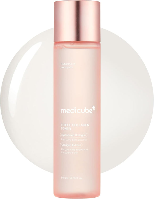 Medicube Triple Collagen Toner - Hydrolyzed, Atelo, & Soluble Collagen for Deep Hydration & Plump Skin - Fast-Absorbing Formula for All-Day Suppleness, Korean Skincare (4.73 fl.oz