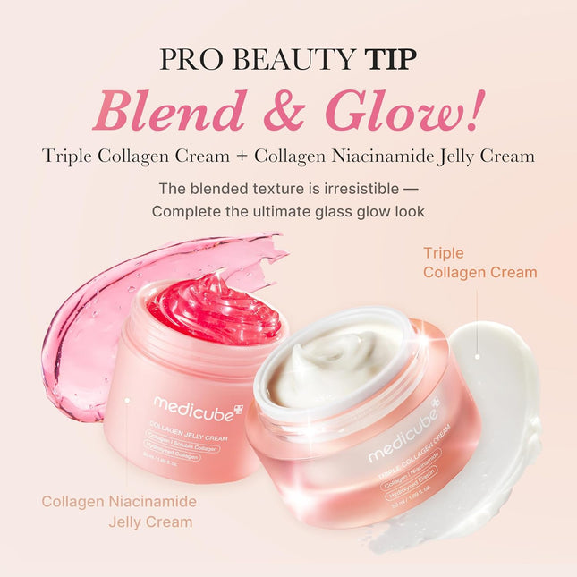 medicube Triple Collagen Cream - Hydrating & Firming Moisturizer with Hyaluronic Acid, Premium Elastin, Shea Butter - Wrinkle Care & Boosts Elasticity - Korean Skincare, 1.69 oz