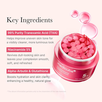 medicube Capsule Cream with TXA + Niacinamide | Dual Radiance Moisturizer Ideal for Use After Spot Care, Uneven Skin Tone & Texture & Hydration | 99% Pure Tranexamic Acid | Korean Skincare, 1.94 oz