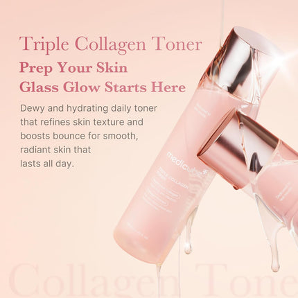 Medicube Triple Collagen Toner - Hydrolyzed, Atelo, & Soluble Collagen for Deep Hydration & Plump Skin - Fast-Absorbing Formula for All-Day Suppleness, Korean Skincare (4.73 fl.oz